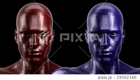 3d rendering. Two faceted red and blue android 29502160