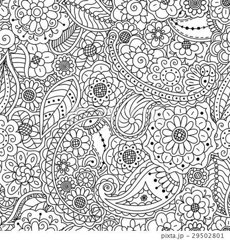 Seamless pattern of floral doodle elements Seamless pattern of floral doodle elements 29502801