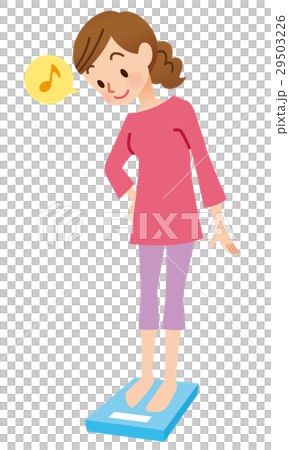 体重計に乗る女性のイラスト素材 体重計に乗る女性のイラスト素材