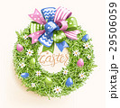 Easter Festive Grass Wreath with Bow Egg Flower 29506059
