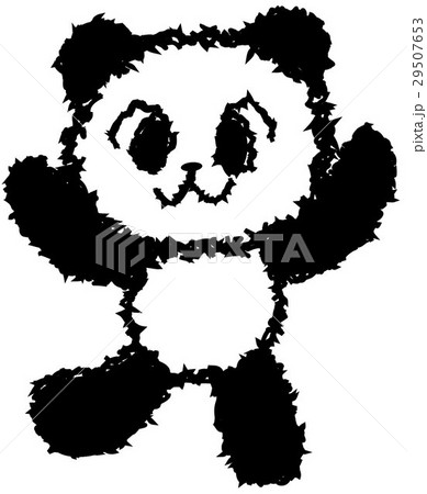 パンダ バンザイ モノクロのイラスト素材