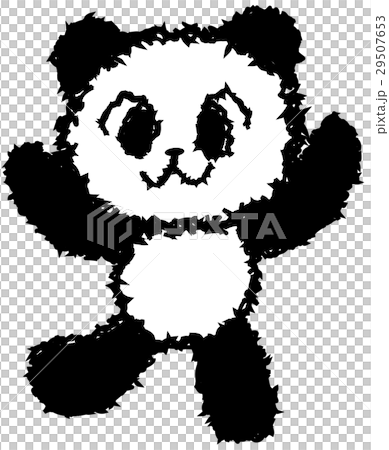 パンダ バンザイ モノクロのイラスト素材