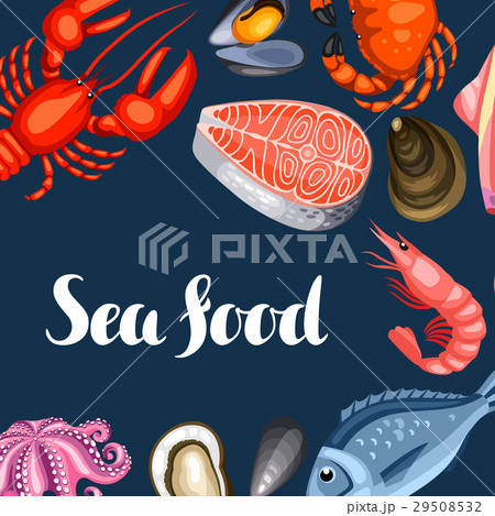 Background with various seafood. Illustration of 29508532