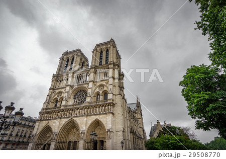 Notre Dame Cathedral in Paris with dark clouds 29508770