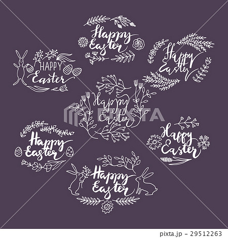 Hand-drawn floral frames. Easter. 29512263