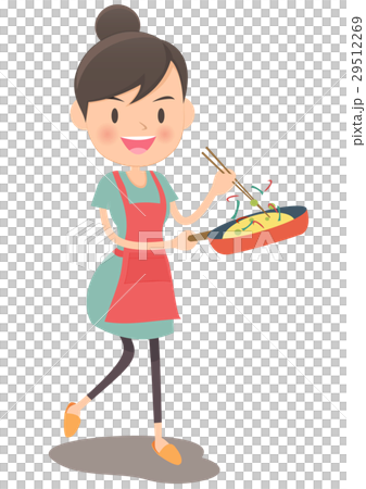 Asian lady in cooking apron Asian lady in cooking apron 29512269