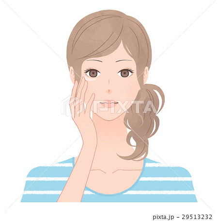 目元のケアをする女性のイラスト素材