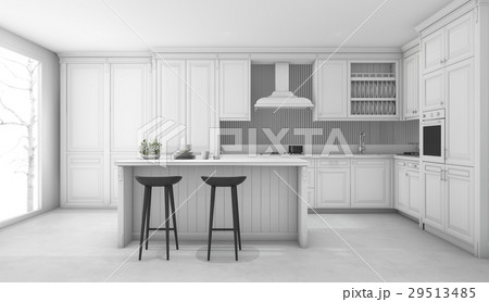 3d rendering white classic kitchen 3d rendering white classic kitchen 29513485