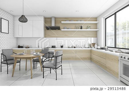 3d rendering white vintage kitchen 3d rendering white vintage kitchen 29513486