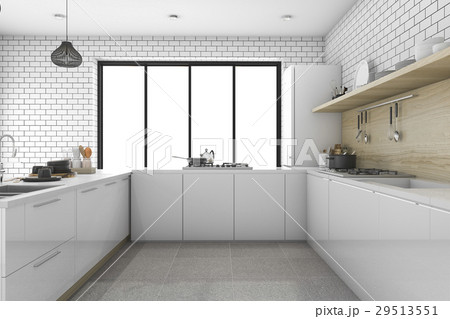 3d rendering white minimal kitchen with scandinavi 3d rendering white minimal kitchen with scandinavi 29513551