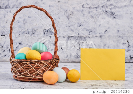 Basket with easter eggs. Basket with easter eggs. 29514236