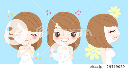 cartoon skin care woman cartoon skin care woman 29519029