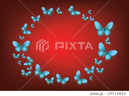 Abstract red background with blue butterflies Abstract red background with blue butterflies 29519833