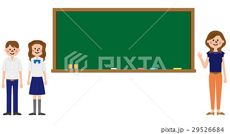 黒板と先生生徒ベクターのイラスト素材
