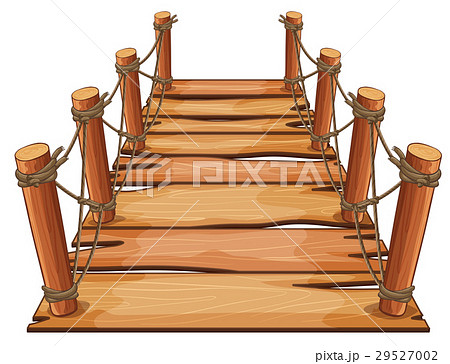 Wooden Bridge With Rope Attachedのイラスト素材