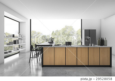 white loft kitchen with wood decor white loft kitchen with wood decor 29528058