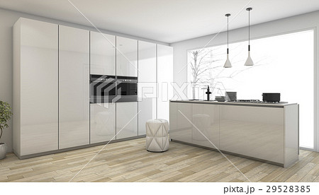 white minimal kitchen in winter 29528385