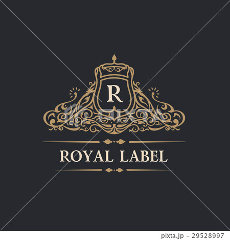 Vintage gold logo set. Flourishes crest 29528997
