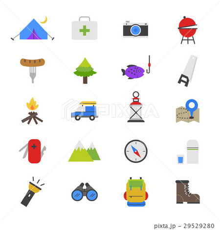 Camping Flat Color Icons 29529280