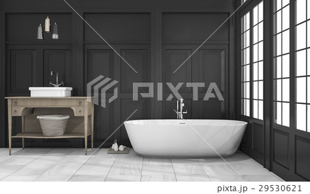 black classic bathroom and toilet near window 29530621