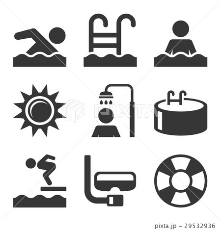 Swimming Pool Icons Set on White Background 29532936