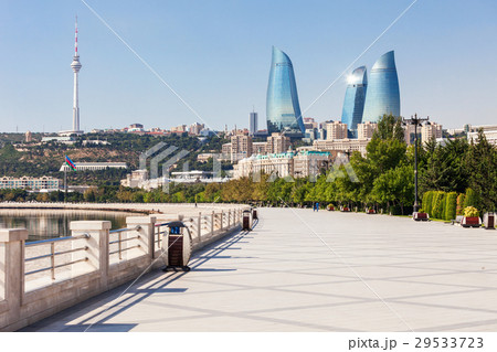 Baku boulevard, Caspian sea Baku boulevard, Caspian sea 29533723
