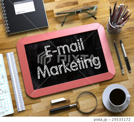 Small Chalkboard with E-mail Marketing. 3d. 29535172