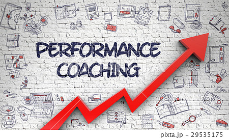Performance Coaching Drawn on White Brick Wall. 3d 29535175