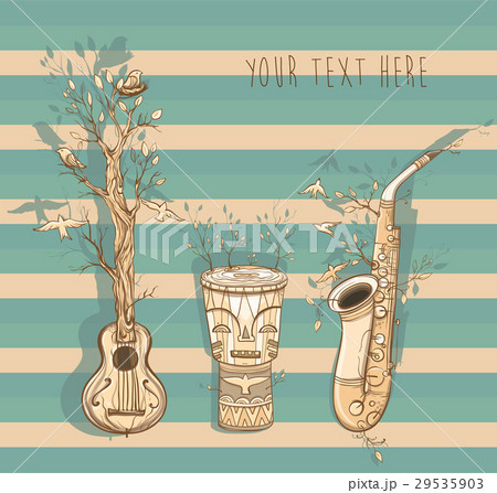 Vector illustratin of guitar, saxophone, djembe 29535903
