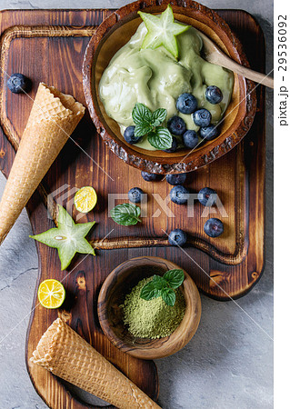 Green tea soft elastic ice cream 29536092