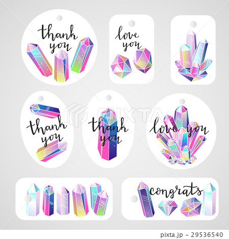 Tags crystals and lettering vector 29536540