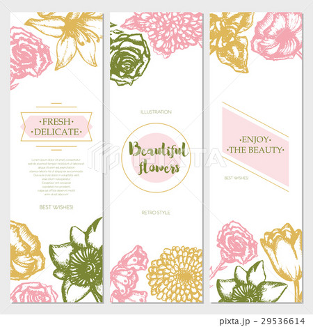 Beautiful Flowers - color hand drawn square 29536614