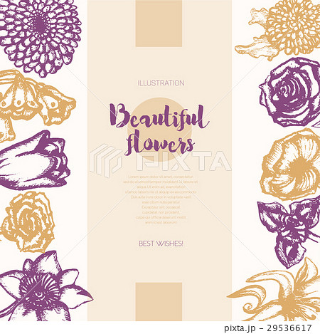Beautiful Flowers - color hand drawn composite 29536617