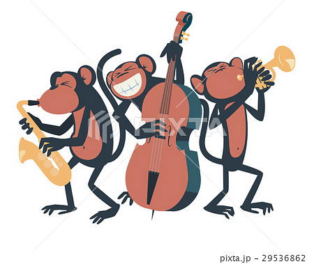 Three monkeys playing jazz. 29536862