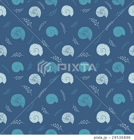 Seamless background with sea shells in sketch 29536896