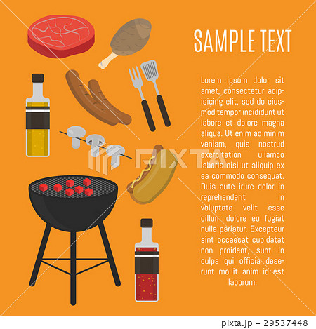 Barbecue grill card, design template. 29537448