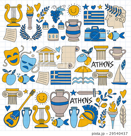 Ancient Greece Vector elements in doodle style 29540437