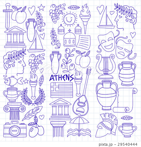 Ancient Greece Vector elements in doodle style 29540444