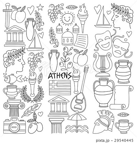 Ancient Greece Vector elements in doodle style forのイラスト素材 [29540445 ...