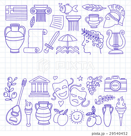 Ancient Greece Vector elements in doodle style 29540452