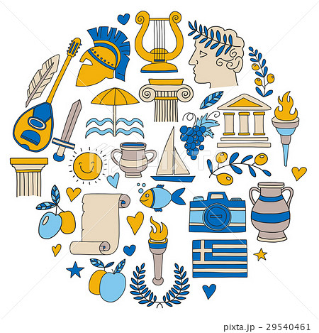 Ancient Greece Vector elements in doodle style 29540461