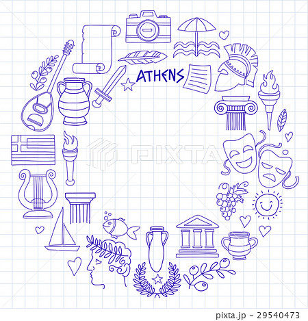 Ancient Greece Vector elements in doodle style Ancient Greece Vector elements in doodle style 29540473