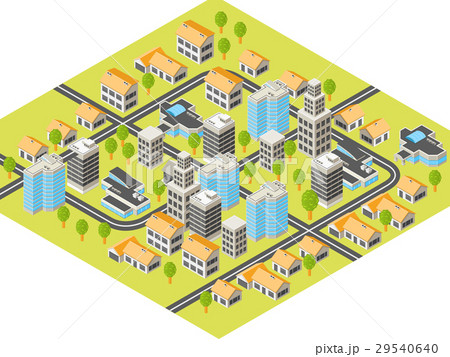 Isometric city with downtown and suburbs Isometric city with downtown and suburbs 29540640