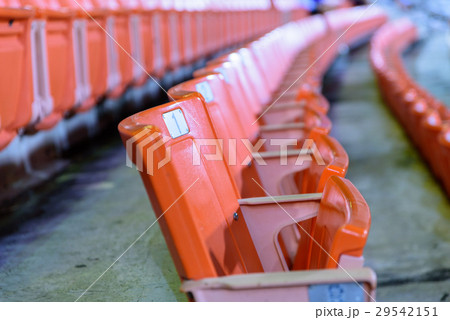 Row of orange seat for watch some sport  29542151