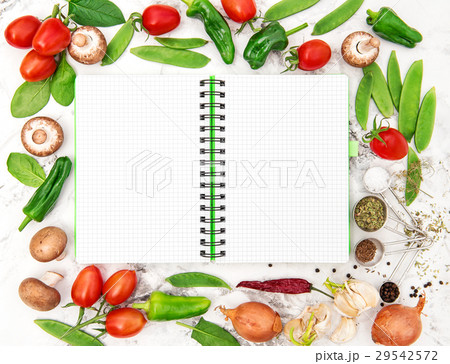 Open cookbook fresh organic vegetables Healthy 29542572