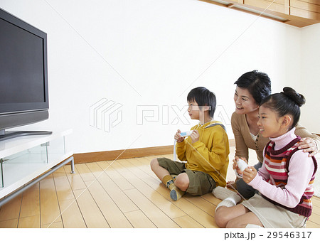 テレビゲームで遊ぶ祖母と孫 テレビゲームで遊ぶ祖母と孫 29546317