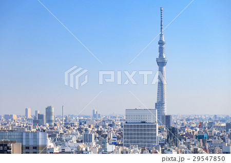 都市風景　文京区から浅草方面を望む　東京スカイツリー 29547850