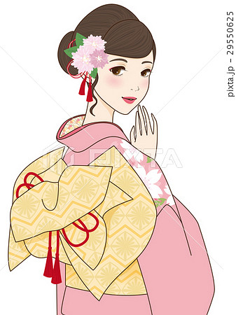 振り袖の女性のイラスト素材