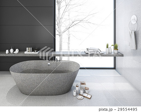 3d rendering loft minimal bathroom in winter 29554495