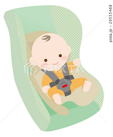 赤ちゃんとチャイルドシートのイラスト素材